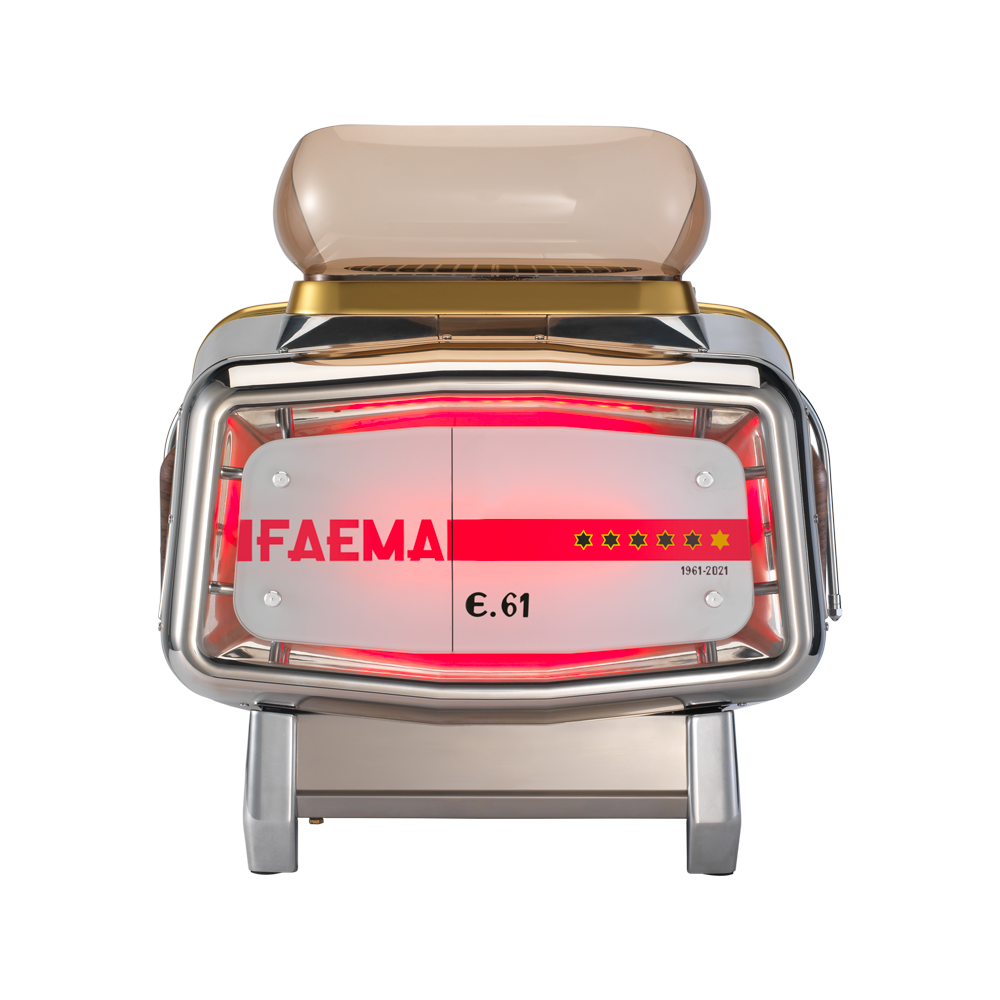 Let's celebrate the Faema E61 Anniversary
with a special proposal: E61 1 Group Anniversary, a limited edition machine, in a single-phase version.